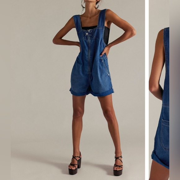 NWT Free People We The Free Jude Shortalls - Mid Indigo Blue - XS - Picture 3 of 11